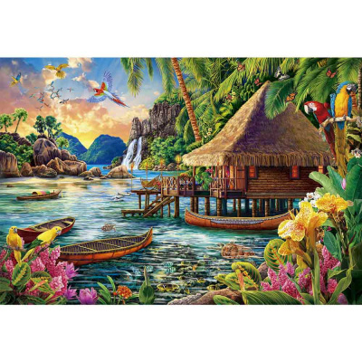 Алмазная мозаика Тропический домик Рыжий кот НД-8593 1